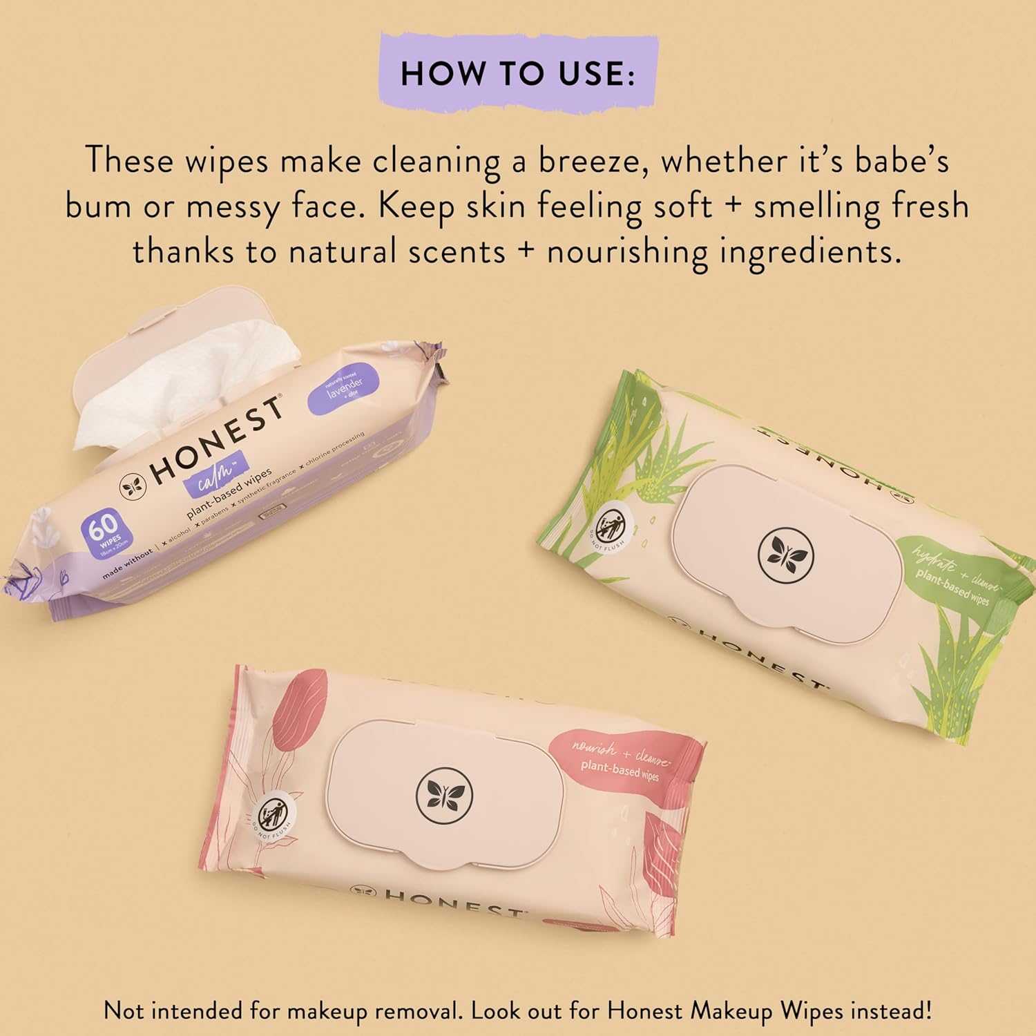 The Honest Company Hydrate and Cleanse Naturally Scented Wipes, Cleansing Multi-Tasking, 99% Water, Plant Based, Hypoallergenic, Aloe Cucumber, 60 Count - Image 3