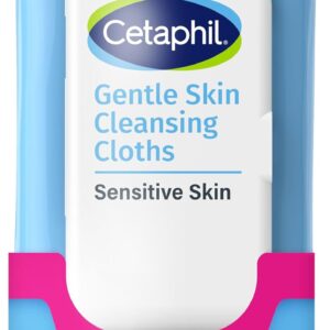 Cetaphil Face and Body Wipes, Gentle Skin Cleansing Cloths, 50 Count, Twin Pack, for Dry, Sensitive Skin, Flip Top Closure, Great for the Gym, Travel, in the Car, Hypoallergenic, Fragrance Free