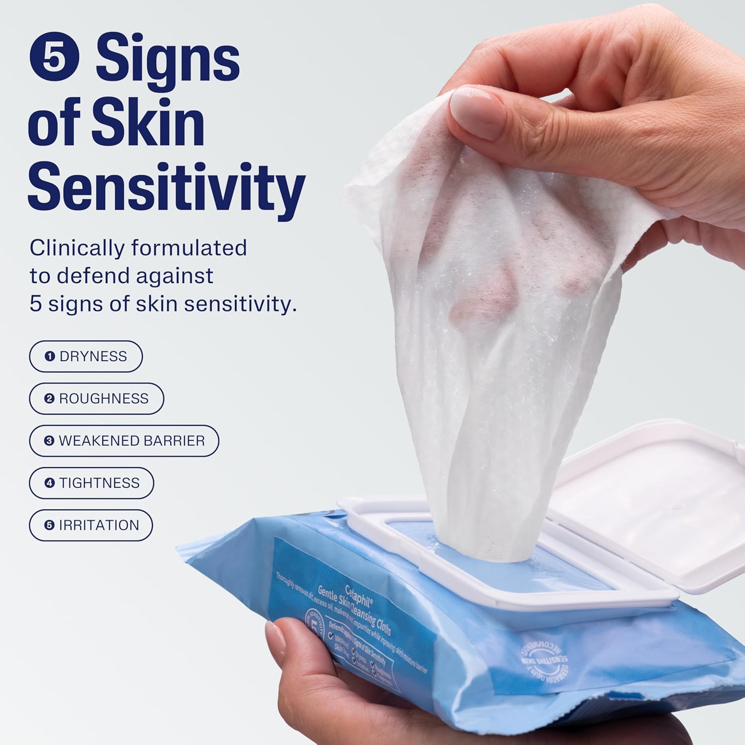 Cetaphil Face and Body Wipes, Gentle Skin Cleansing Cloths, 50 Count, Twin Pack, for Dry, Sensitive Skin, Flip Top Closure, Great for the Gym, Travel, in the Car, Hypoallergenic, Fragrance Free - Image 3