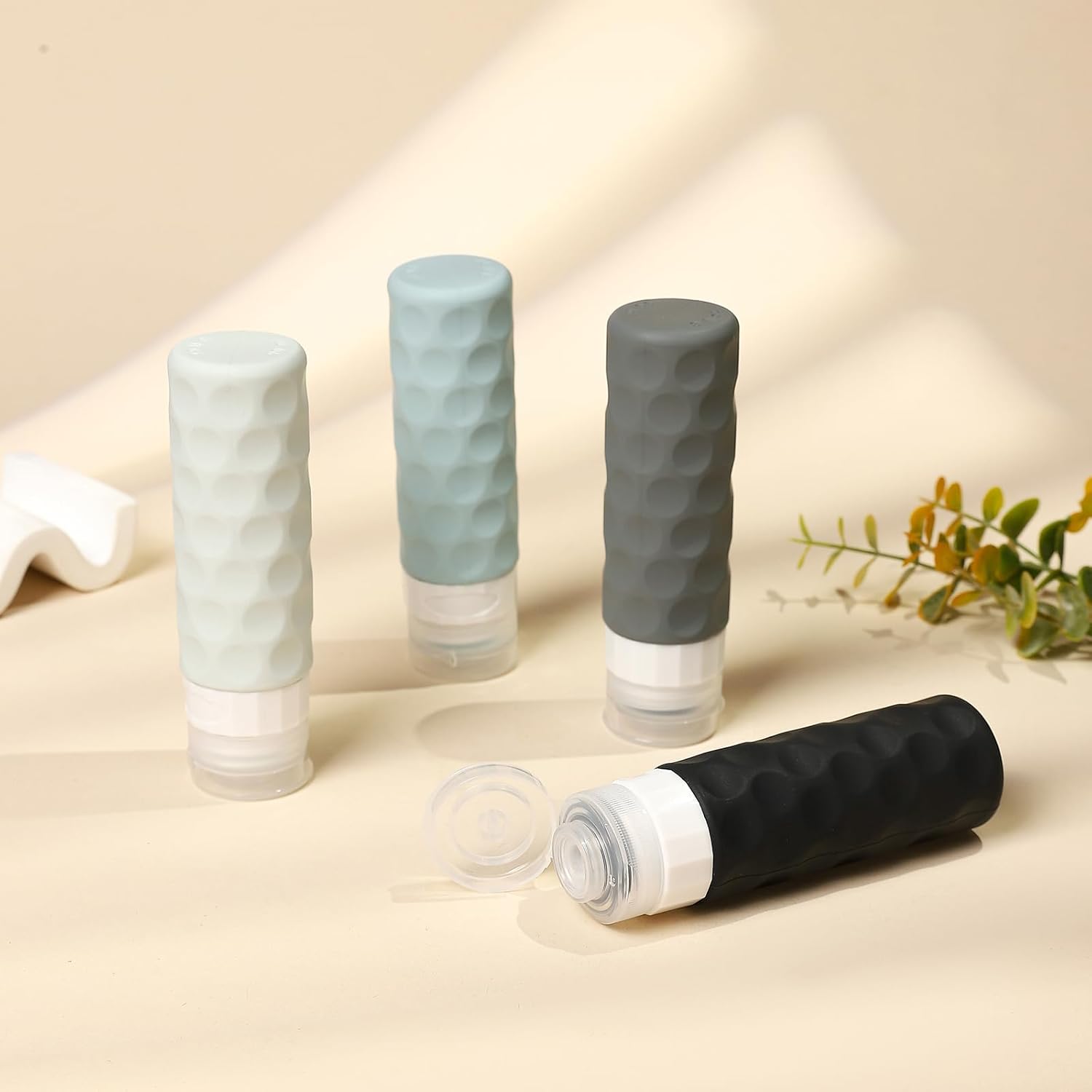 Silevoler Travel Bottles for Toiletries, 4pcs Tsa Approved 3oz Travel Size Containers, BPA Free Leak Proof Premium Silicone Bottles, Refillable Liquid Squeezable Accessories W/Toiletry Bag - Image 6